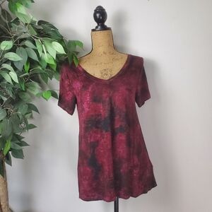 NEW Lularoe Christy T Burgundy Tie-Dye Top Womens Size XS *